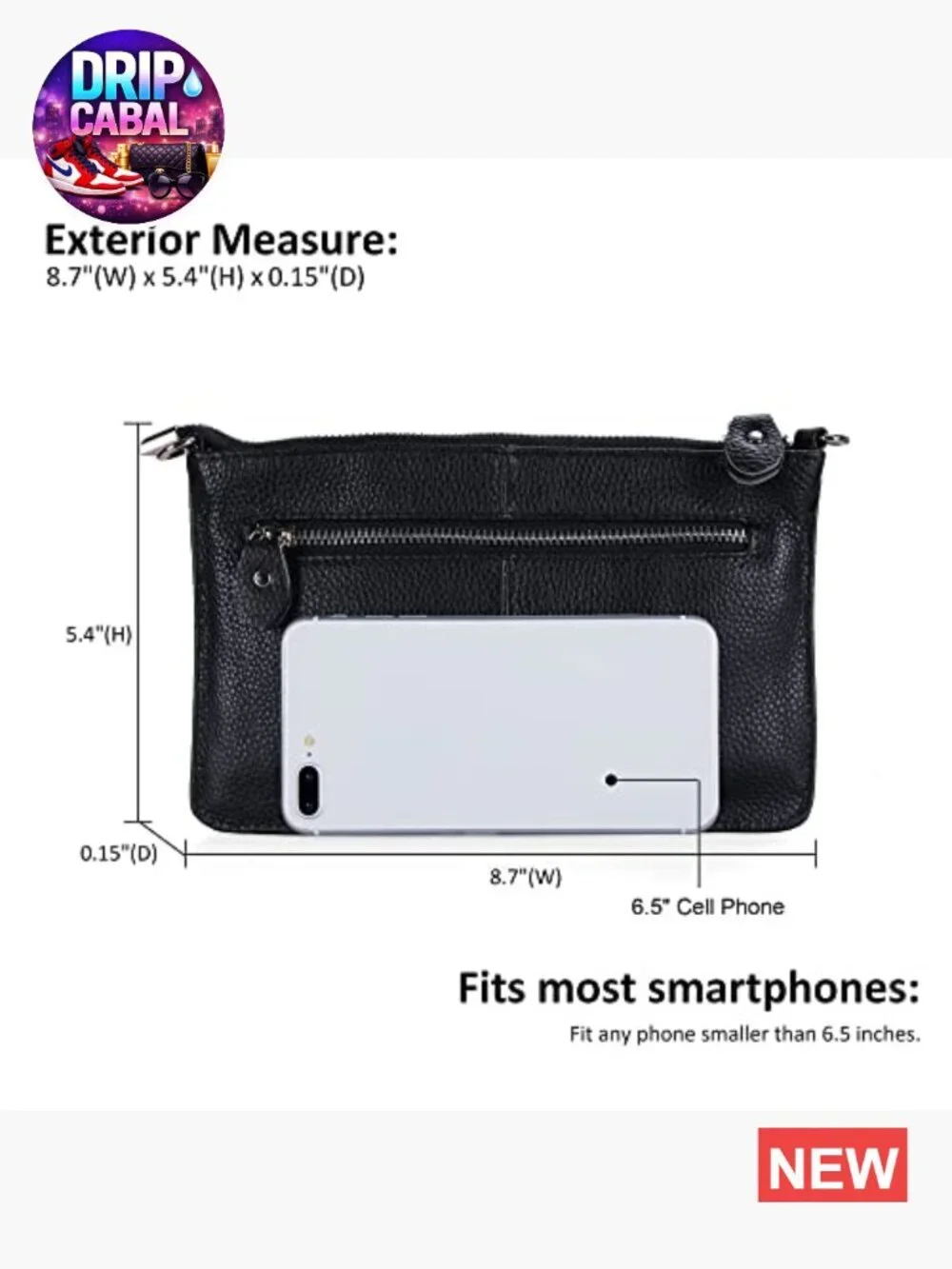 Genuine Leather Wristlet Crossbody Bag with RFID Blocking